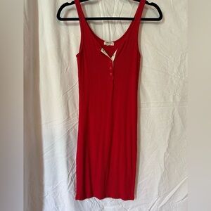 Red Sleeveless Midi Dress